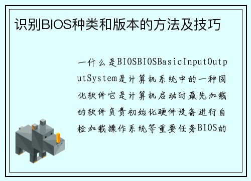识别BIOS种类和版本的方法及技巧